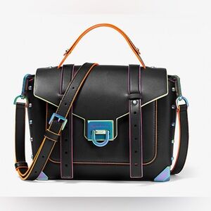 🥳HP🥳Michael Kors NWT Manhattan Medium Contrast-Trim Leather Satchel